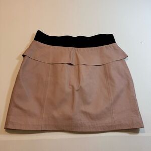 Pastel Pink Faux Leather Ruffle Waistband Mini Skirt Size S Barbie Barbiecore
